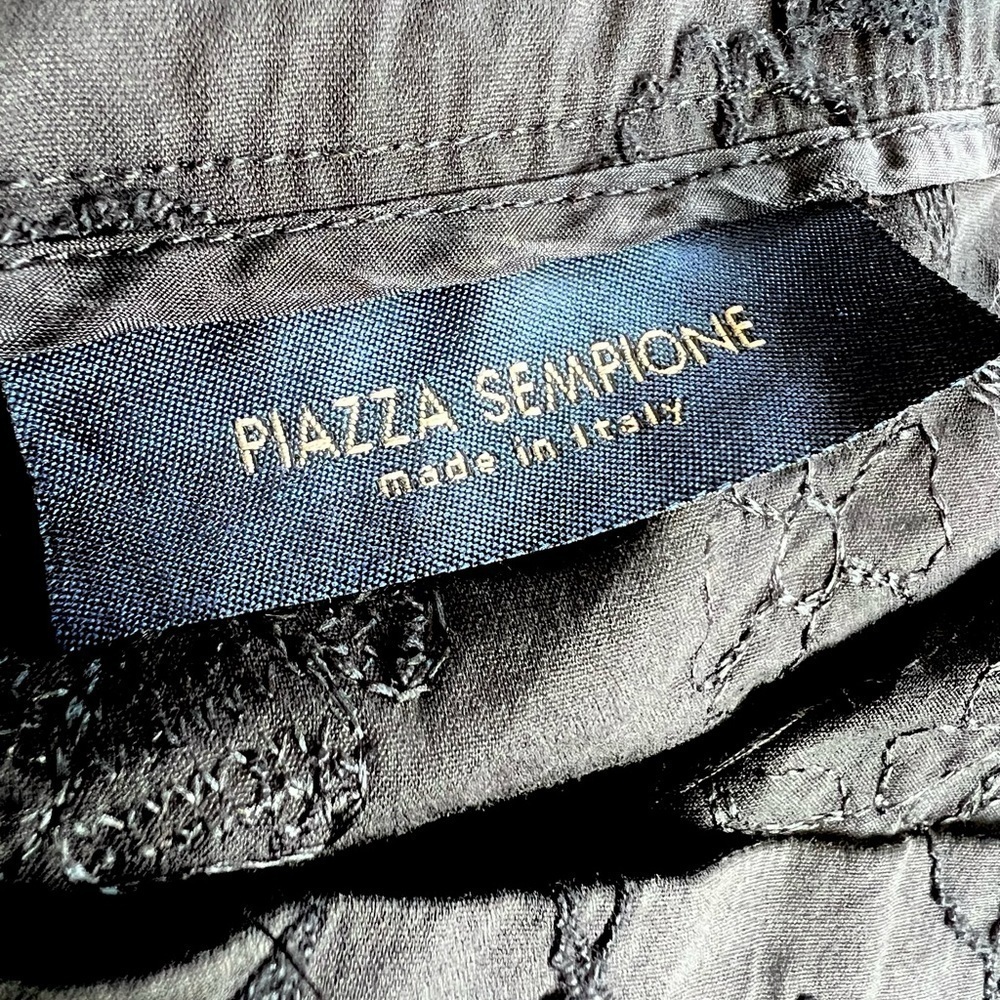 Piazza Sempione Small Black Embroidered Pencil Skirt Back Zip Riffle Chic - Picture 6 of 8